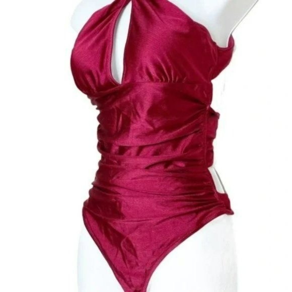 CUPSHE Women's Halter Top Swimsuit Size Medium Fuschia New w/Tag - Picture 5 of 8